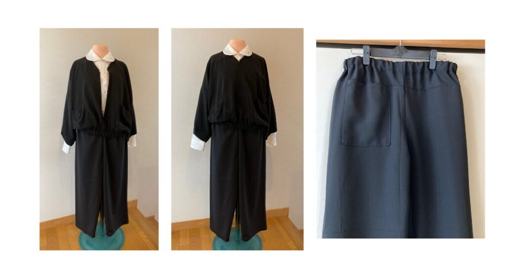 ブラウスとワイドパンツにリメイクしました