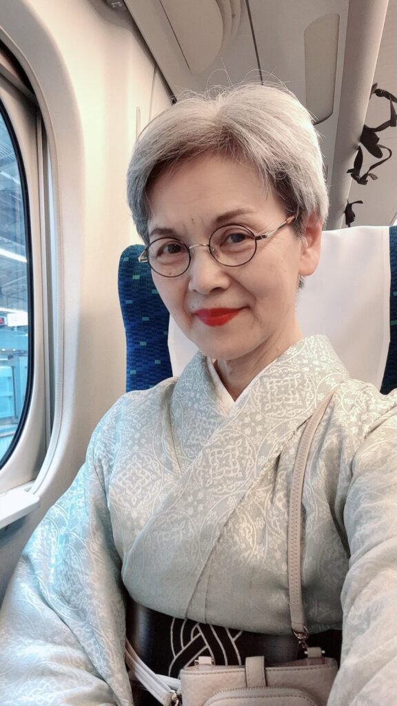 単衣のお召にオールシーズン帯