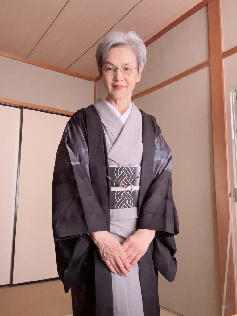 お召の着物にお召の単羽織