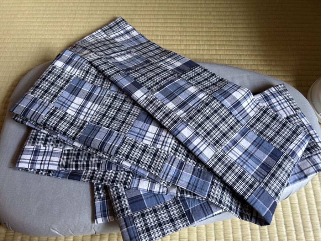頂き物の生地で作った半幅帯