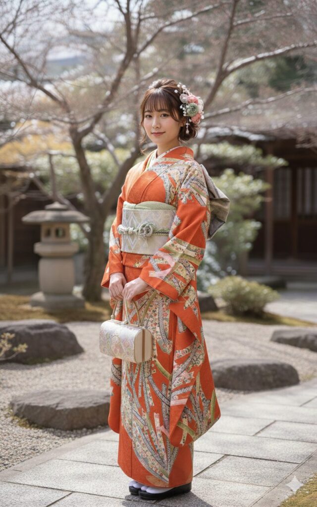 私が若い頃に着ていた振袖の写真をもとに、AIで再現してもらった画像です。