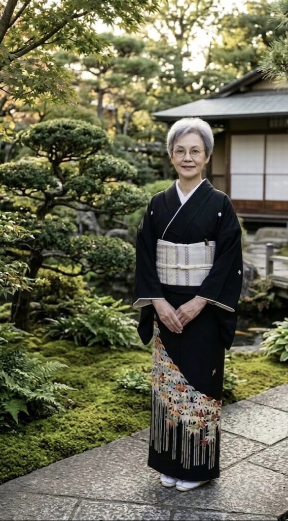 7月の息子の結婚式に母から譲り受けた袷の留袖を着た写真