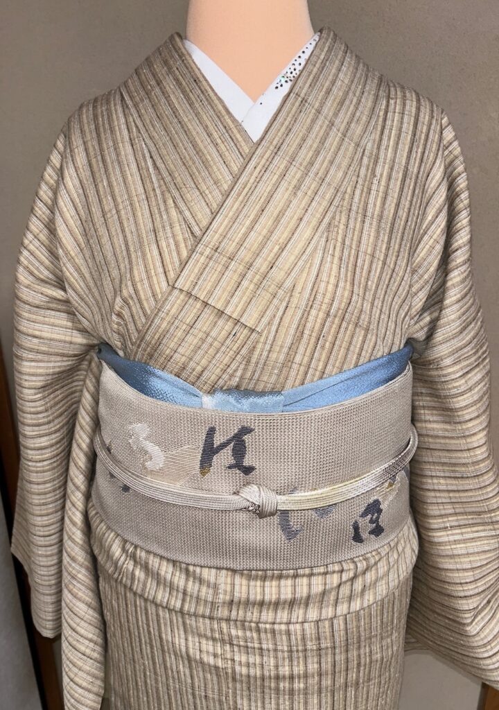 紅花紬に綴れの帯、お茶などの和のお稽古に