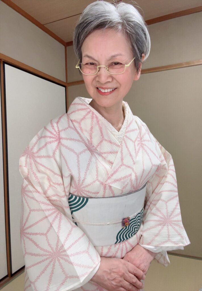 姉の麻着物を着てみました