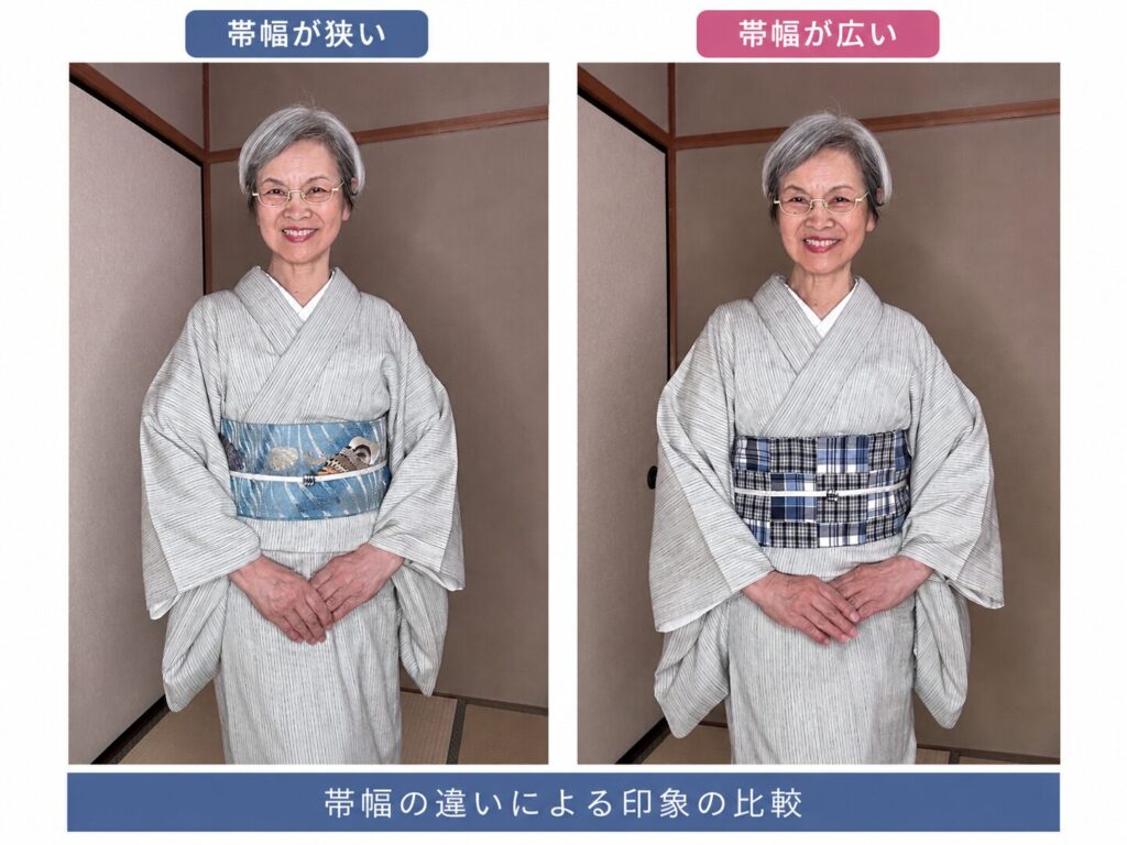 半幅帯の幅による印象の違い