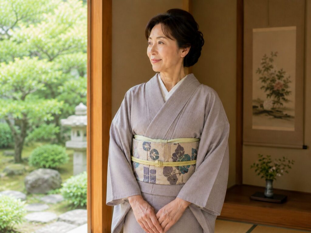お召 × 個性的な柄の洒落袋帯