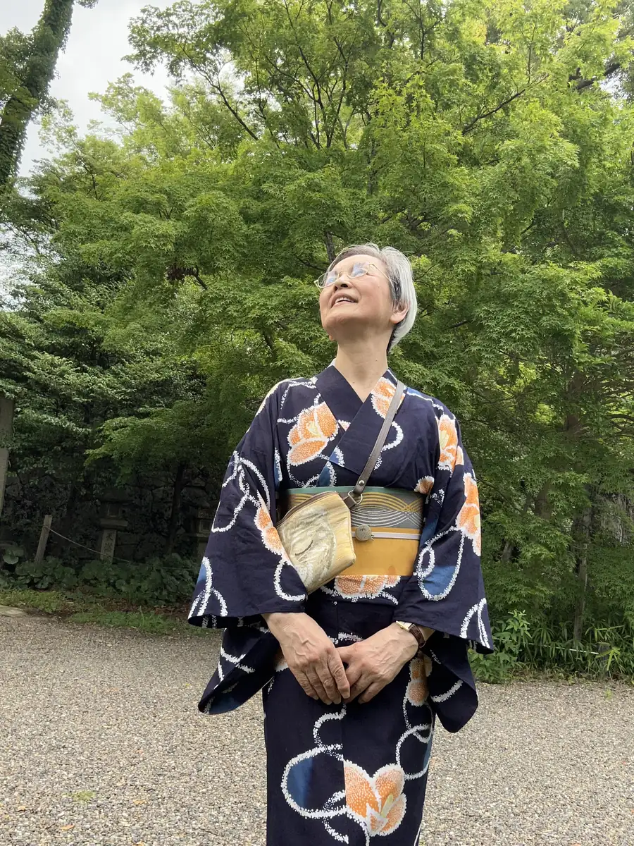 浴衣で見上げて笑うところ